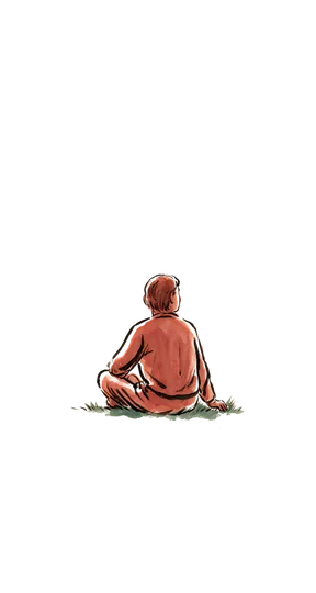 Someone sitting on the grass, thinking